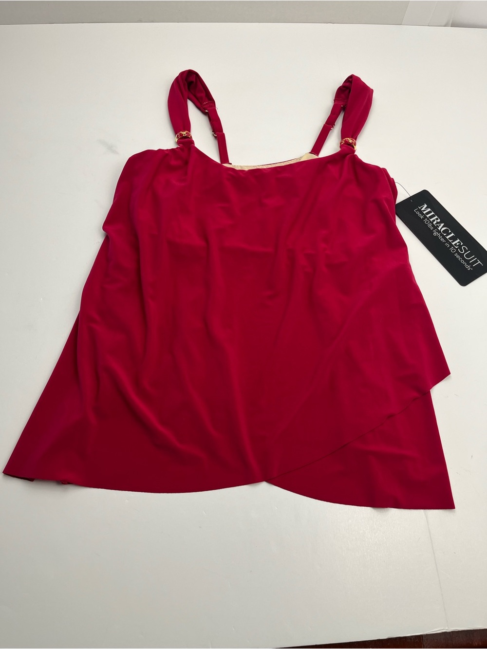 Miraclesuit Dazzle Grenadine Red Tankini Top Swim Womens Size 14 Underwire NEW